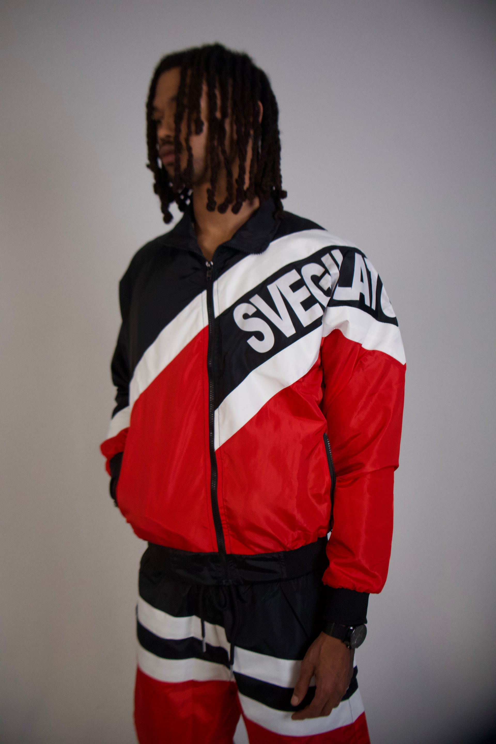 Red Nylon Zip Up
