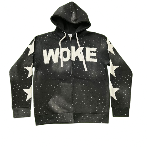 Black & White Rhinestone Zip Up Hoodie