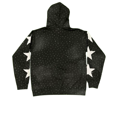 Black & White Rhinestone Zip Up Hoodie